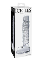 Load image into Gallery viewer, Icicles No. 63 Textured Glass Dildo with Balls - Clear - 8.5in
