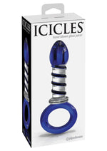 Load image into Gallery viewer, Icicles No 81 Textured Glass Juicer Anal Probe - Blue/Clear