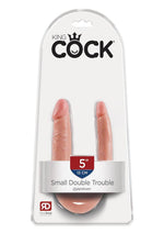 Load image into Gallery viewer, King Cock U-Shaped Small Double Trouble Dildo - Flesh/Vanilla - Small