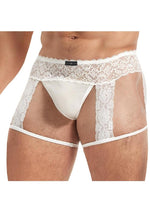 Load image into Gallery viewer, Lace King Men's Lace and Mesh Garter Panty - White - Large/Medium