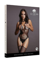 Load image into Gallery viewer, Le Desir Contrast Suspender Bodystocking - Black - One Size
