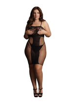 Load image into Gallery viewer, Le Desir Knee-Length Lace and Fishnet Dress - Black - Queen