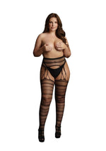 Load image into Gallery viewer, Le Desir Suspender Striped Pantyhose - Black - Queen