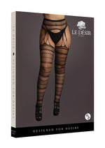 Load image into Gallery viewer, Le Desir Suspender Striped Pantyhose - Black - Queen