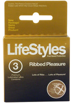 Load image into Gallery viewer, LifeStyles Condom Ribbed Pleasure Lubricated - 3 Pack