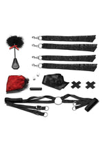 Load image into Gallery viewer, Lux Fetish Bedspreaders Night Of Romance Satin Cuffs with Rose Petals - 6 Piece Set
