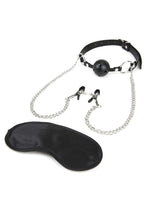 Load image into Gallery viewer, Lux Fetish Breathable Ball Gag with Nipple Clamps Adjustable - Black