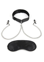 Load image into Gallery viewer, Lux Fetish Collar and Nipple Clamps with Adjustable Clamps - Black