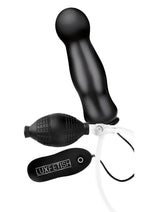 Load image into Gallery viewer, Lux Fetish Inflatable Vibrating Butt Plug with Remote Control - Black - 4.5in