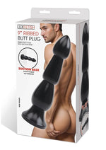 Load image into Gallery viewer, Lux Fetish Ribbed Butt Plug - Black - 9in