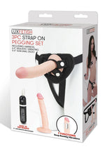 Load image into Gallery viewer, Lux Fetish Strap-On Pegging Set with Remote Control - Vanilla - 3 Piece Set