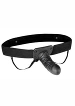 Load image into Gallery viewer, Lux Fetish Unisex Vibrating Hollow Strap-On Dildo with Wired Remote Control - Black - 9in