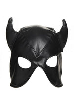 Load image into Gallery viewer, Master Series Dungeon Demon Bondage Hood with Horns - Black