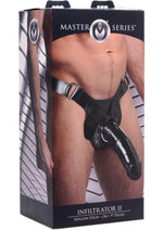 Load image into Gallery viewer, Master Series Infiltrator II Hollow Strap-On + 9in Dildo - Black