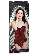 Load image into Gallery viewer, Master Series Scarlet Seduction Lace-Up Corset and Thong - Black/Red - Large/One Size