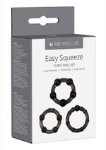 Load image into Gallery viewer, ME YOU US Easy Squeeze Cock Ring - Black - 3 Piece Set/Set