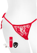 Load image into Gallery viewer, My Secret USB Rechargeable Panty Vibe Set with Silicone Remote Control Ring Waterproof - Red