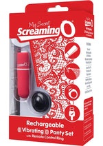 Load image into Gallery viewer, My Secret USB Rechargeable Panty Vibe Set with Silicone Remote Control Ring Waterproof - Red