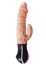 Load image into Gallery viewer, Natural Realskin Hot Cock Jackhammer Rechargeable Warming Vibrator - Flesh/Vanilla