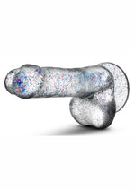 Load image into Gallery viewer, Naturally Yours Glitter Dildo with Balls - Clear - 6in