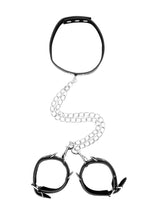 Load image into Gallery viewer, Ouch! Bonded Leather Collar with Hand Cuffs and Leash - Black