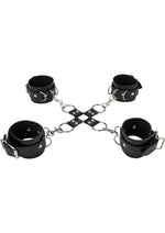 Load image into Gallery viewer, Ouch! Leather Hand and Leg Cuff - Black/Silver