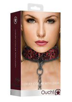 Load image into Gallery viewer, Ouch! Luxury Collar with Leash - Burgundy/Red