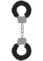 Load image into Gallery viewer, Ouch! Pleasure Furry Handcuffs - Black/Metal