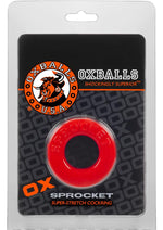 Load image into Gallery viewer, Oxballs Atomic Jock Sprocket Super Stretchy Cock Ring - Red - 2.8in