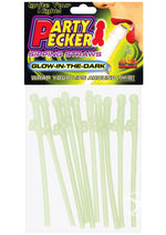 Load image into Gallery viewer, Party Pecker Sipping Straws - Glow In The Dark - 10 Per Pack