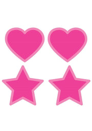 Peekaboo Glow In The Dark Hearts and Stars Pasties - Glow In The Dark/Hot Pink/Pink