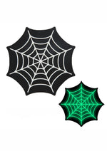 Load image into Gallery viewer, Peekaboo Glow In The Dark Webs Pasties - Black/Green