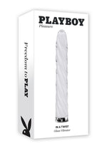 Load image into Gallery viewer, Playboy In A Twist Rechargeable Glass Vibrator - Clear/White