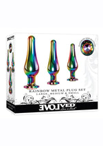 Load image into Gallery viewer, Rainbow Metal Anal Plug - Metal/Multicolor - 3 Piece/Set