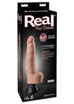 Load image into Gallery viewer, Real Feel Deluxe No. 6 Wallbanger Vibrating Dildo with Balls - Flesh/Vanilla - 8.5in