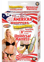 Load image into Gallery viewer, Real Skin All American Whoppers Vibrating Dildo with Universal Harness - Black/Vanilla - 8in