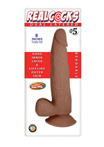 Load image into Gallery viewer, Realcocks Dual Layered #5 Bendable Dildo Thin Tip - Brown/Caramel - 8in