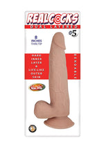 Load image into Gallery viewer, Realcocks Dual Layered #5 Bendable Dildo Thin Tip - Flesh/Vanilla - 8in