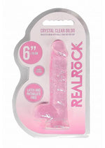 Load image into Gallery viewer, Realrock Crystal Clear Dildo with Balls - Pink - 6in