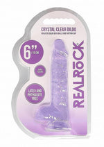 Load image into Gallery viewer, Realrock Crystal Clear Dildo with Balls - Purple - 6in