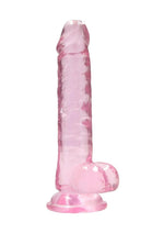 Load image into Gallery viewer, Realrock Crystal Clear Dildo with Balls - Pink - 7in