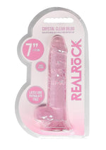 Load image into Gallery viewer, Realrock Crystal Clear Dildo with Balls - Pink - 7in