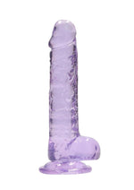 Load image into Gallery viewer, Realrock Crystal Clear Dildo with Balls - Purple - 7in