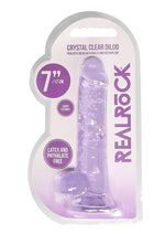 Load image into Gallery viewer, Realrock Crystal Clear Dildo with Balls - Purple - 7in