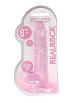 Load image into Gallery viewer, Realrock Crystal Clear Dildo with Balls - Pink - 8in