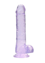 Load image into Gallery viewer, Realrock Crystal Clear Dildo with Balls - Purple - 8in