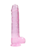 Load image into Gallery viewer, Realrock Crystal Clear Dildo with Balls - Pink - 9in