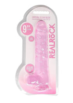 Load image into Gallery viewer, Realrock Crystal Clear Dildo with Balls - Pink - 9in