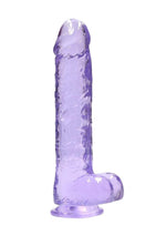 Load image into Gallery viewer, Realrock Crystal Clear Dildo with Balls - Purple - 9in