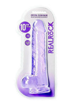 Load image into Gallery viewer, Realrock Crystal Clear Realistic Dildo with Balls - Clear/Purple - 10in
